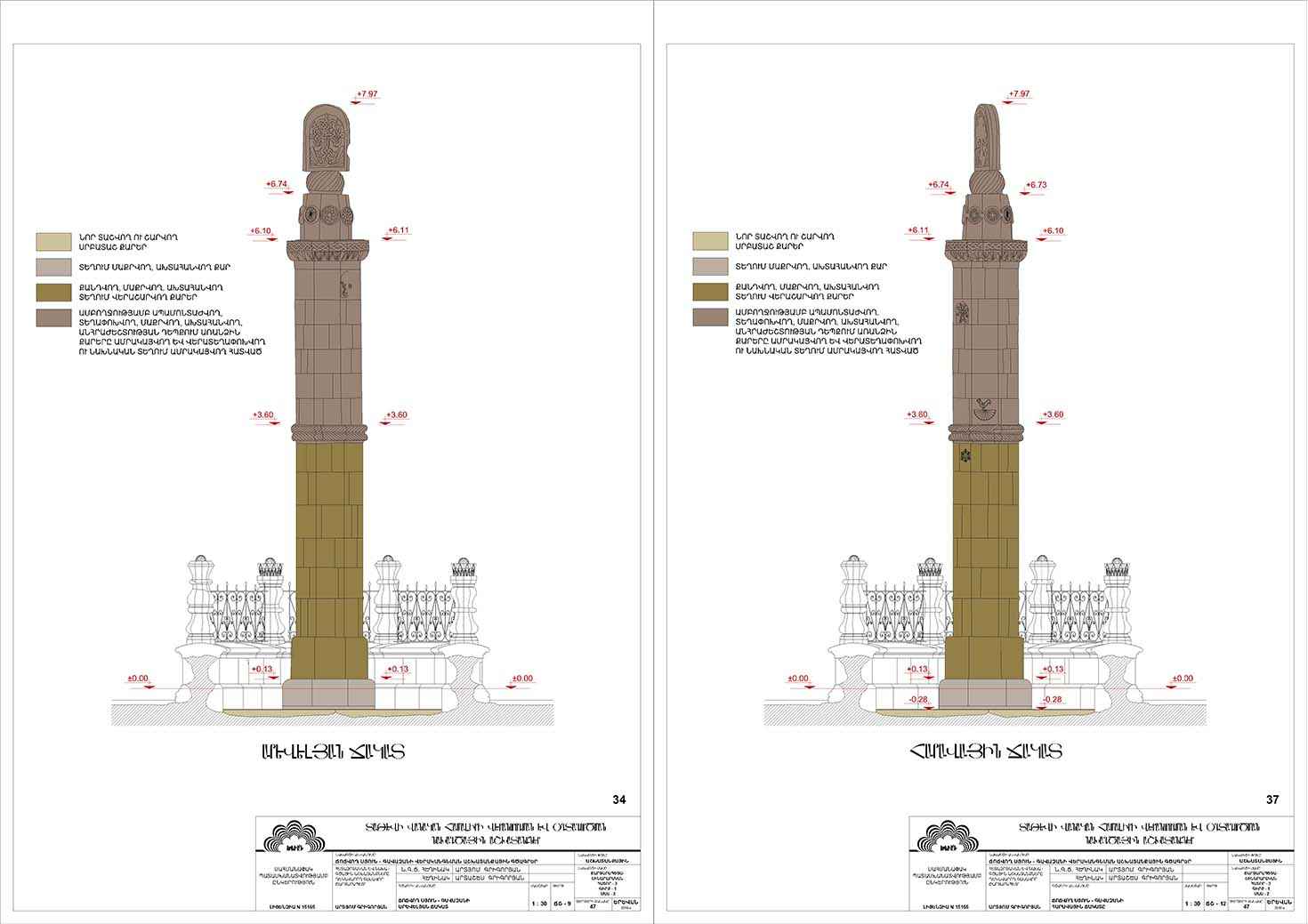 Restorarion project of the Gavazan winging column of the Tatev Monastery
