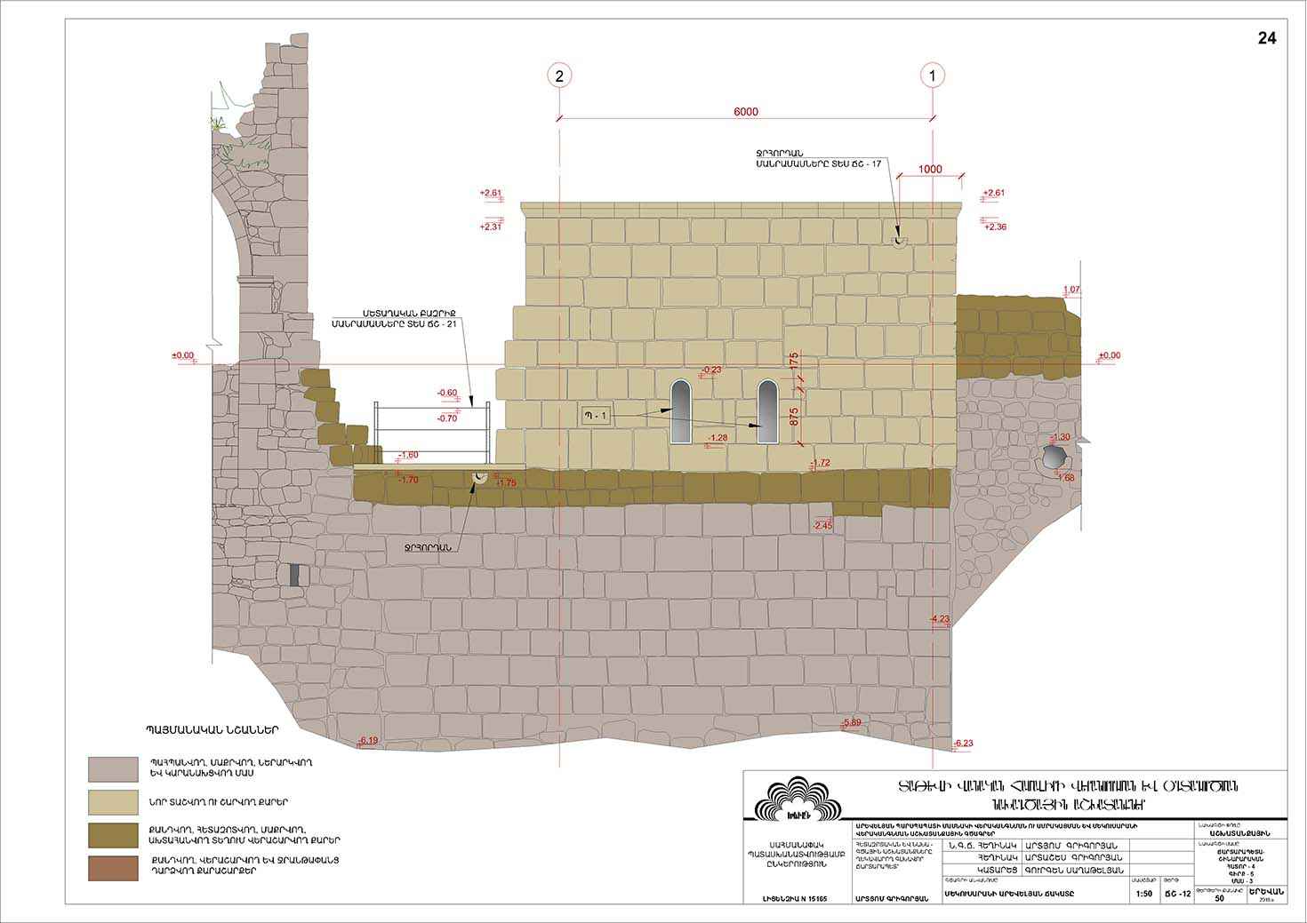 Restorarion project of the Eastern Wall of the Tatev Monastery and the Isolator (Dungeon)